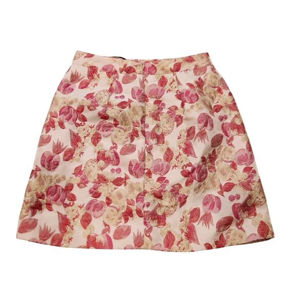 NWT THML Pink Flower Metallic Print Mini Skirt Sz XS Floral For Easter Spring - Picture 3 of 4